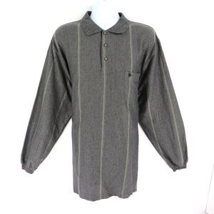 Knights Long Sleeve Polo Shirt Mens XL Gray Stripes THICK Poly Blend Long Length